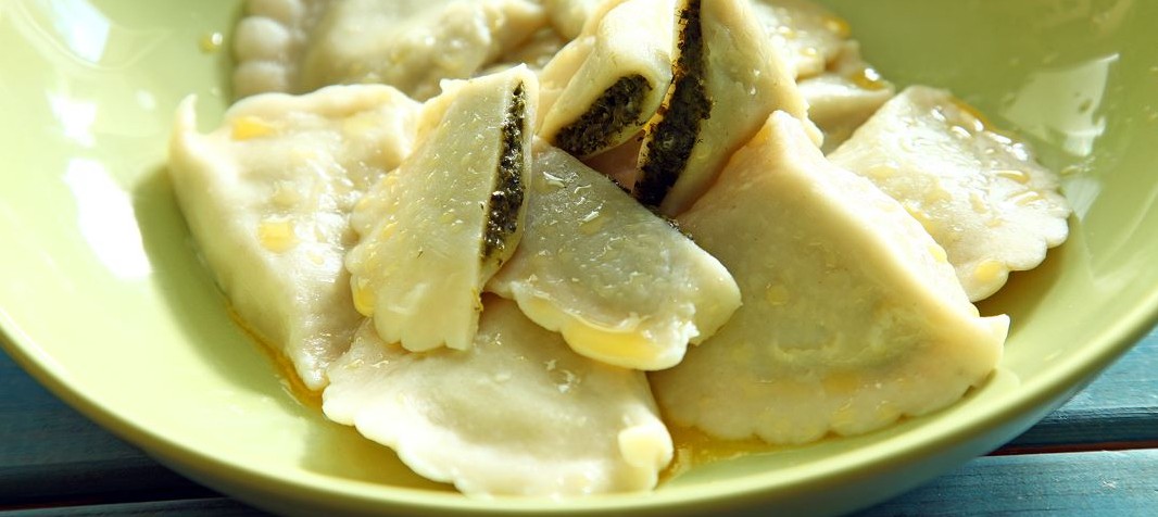 Dumplings with kale